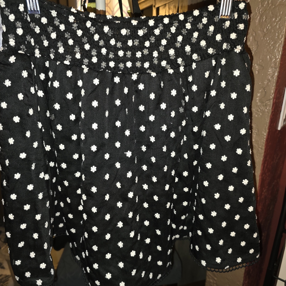 Womens Black Skirt with White Floral Pattern